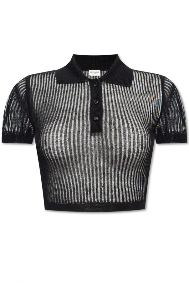 Saint Laurent plain T-shirt - Transparent crop top Saint